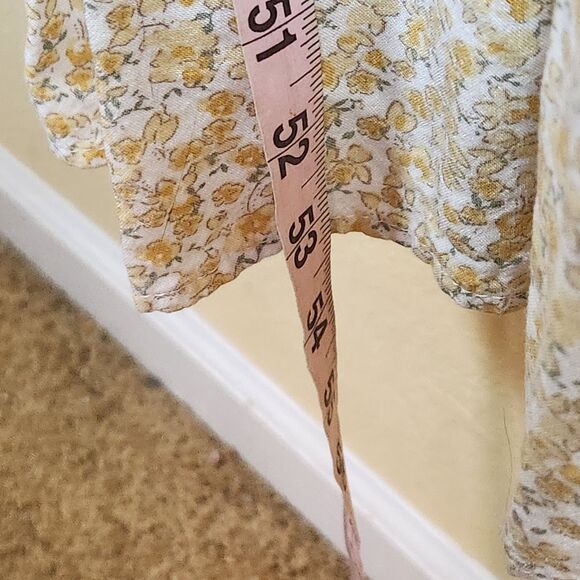 Sincerely Jules Size M Cottagecore  Floral side cutout yellow Tiered‎ Dress Boho - Picture 7 of 7